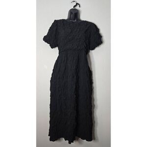 All:Row Roland Shirred Dress Size Medium Black Pockets